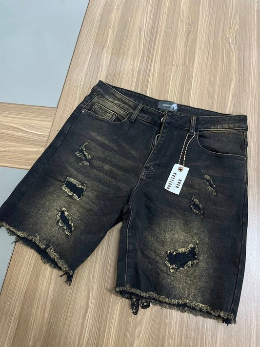 HG Distressed Denim Shorts – Black Wash