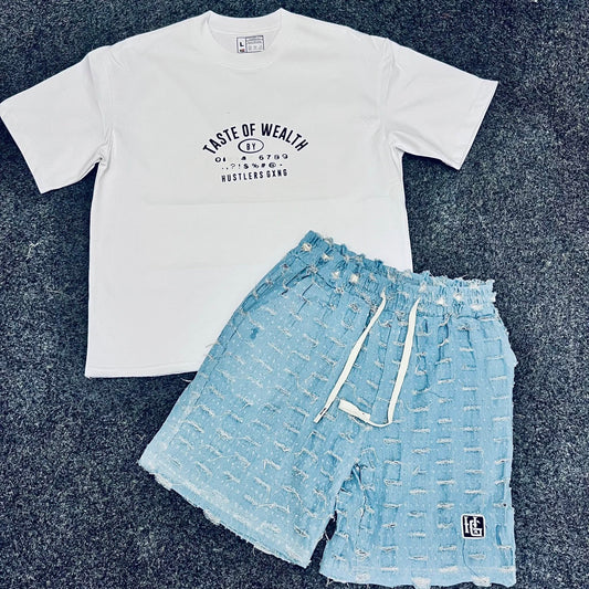 HG Taste of Wealth Tee & Denim Shorts Set