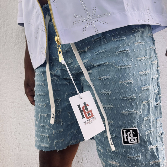 HG Rhinestone Shirt & Shorts Set – White