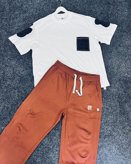 HG Taste of Wealth Baggy Two-Piece Set – White & Red